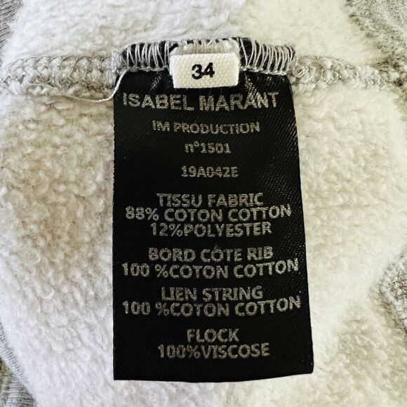 ISABEL MARANT ÉTOILE Gray Red Logo Cotton Blend Pull Over Hoodie - FR 34 / US 2 - Picture 3 of 4